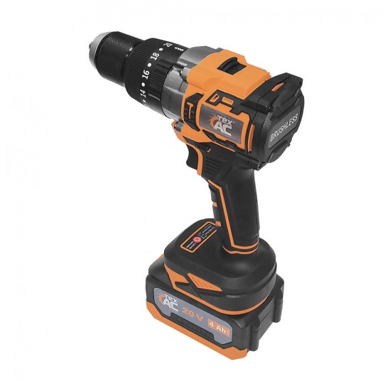 Шуруповерт дриль акумуляторний Тех.АС 20В безщітк.двиг. 2Aг 1шт, зарядка, кейс (TAOE-CD150)