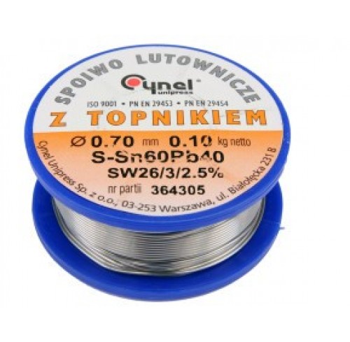 Припій Sn60-Pb40 дротяний на котушці 0,7 мм, 100г (76806)