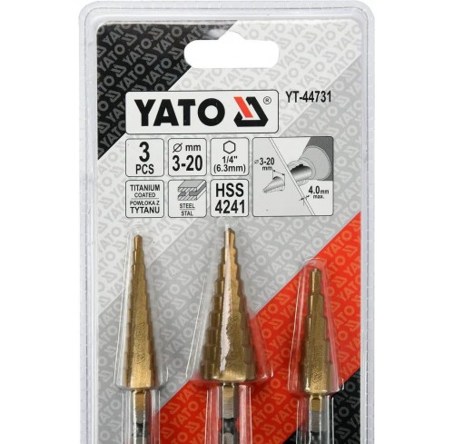 Набір свердл багатоступчастих конусних по металу YATO HSS 4241 3 шт (44731)