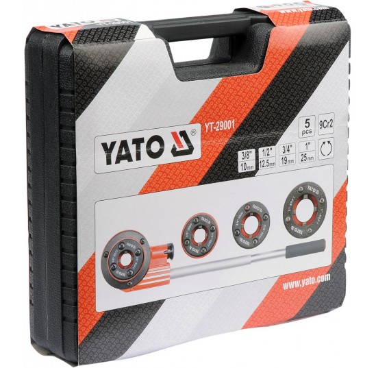 Набір різьбонарізний для труб YATO 3/8", 1/2", 3/4" 1" 5 елем. (29001)