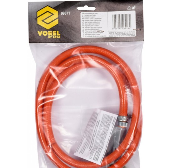 Шланг газовий з редуктором VOREL 1.5м (99671)