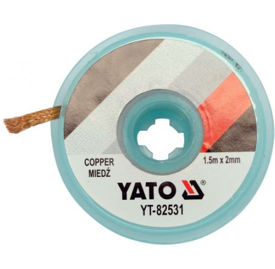 Стрічка плетена з міді для очищення від припою 1,5м 2мм в котушці (82531)