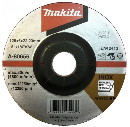 Шліфувальний диск по нержавіючій сталі Makita 125 мм 36N (A-80656)