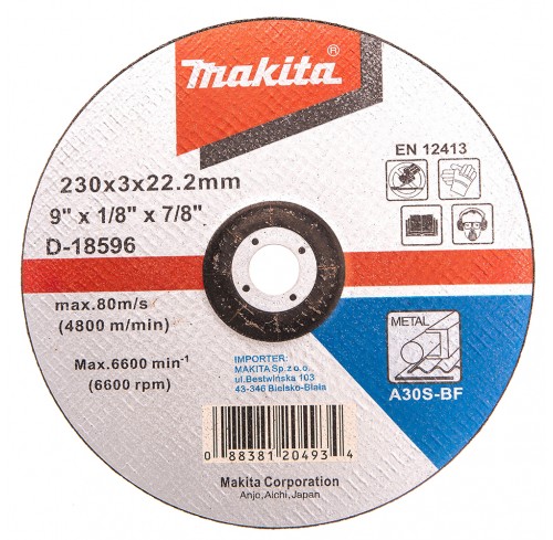 Відрізний диск по металу 230х3 30S, вигнутий Makita (D-18596)