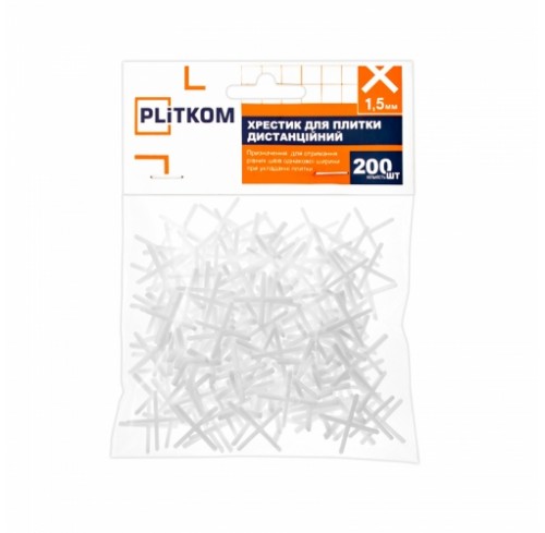 Хрестик для плитки дистанційний 1,5мм Plitkom 200шт/пач (1110900)