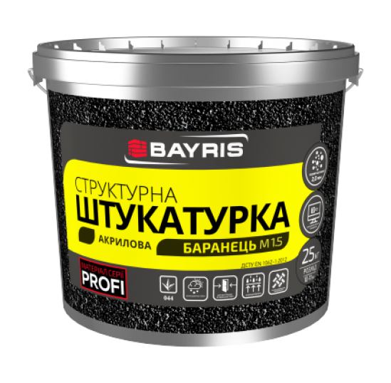 Штукатурка баранець акрилова М-1,5 БАЗА С  25кг БАЙРІС