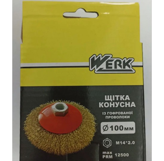 Щітка конусна 100мм з гофр.проволоки М14 WERK (40387)