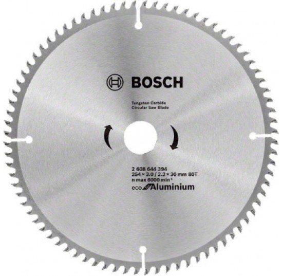 Пила дискова 254*30мм80 зуб. Aluminium Eco Bosch 2608644394