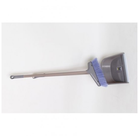 Набір совок + щітка з довгою ручкою сірий