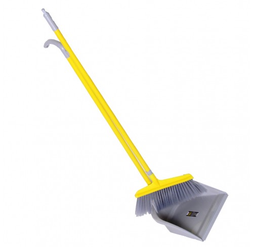 Набір совок + щітка з довгою ручкою жовто-сірий (EF-0095-Y)