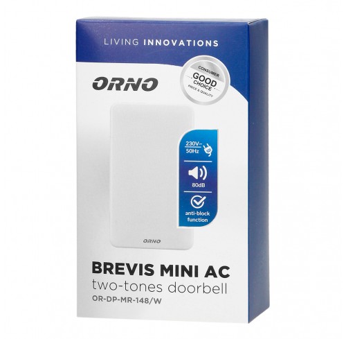 Дзвінок 220V, дін/дон, 80дБ, 60W,ІР20, відкр/у ORNO (72-02-25)