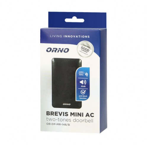 Дзвінок 220V, дін/дон, 80дБ, 60W,ІР20, відкр/у ORNO чорний MINI (72-02-26)