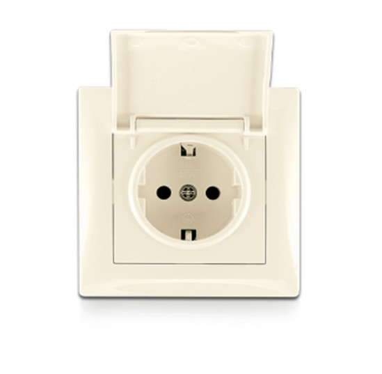 Розетка з заземленням і кришкою кремова Triumph (9202-45С)