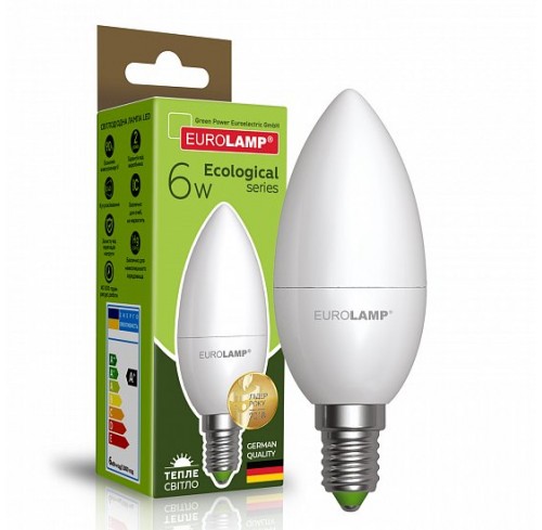 Лампочка LED 6W EKO серія D Е14 3000К Eurolamp (LED-CL-06143(D))