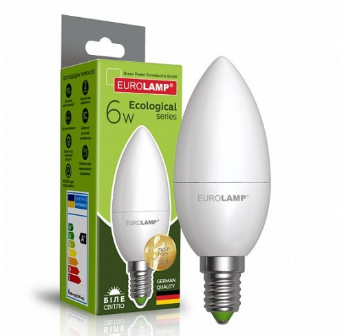Лампочка LED 6W EKO серія D Е14 прозора Eurolamp (LED-CL-06144(D)clear)
