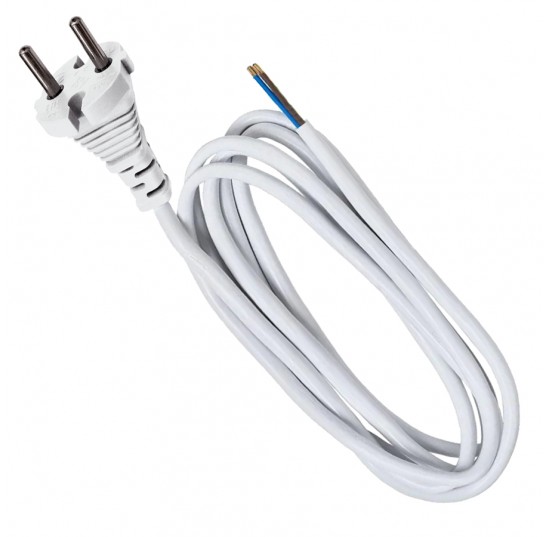 Провід мережевий з вилкою б/з ПВС 2*0.75 1,5м білий (62-17-21-1)