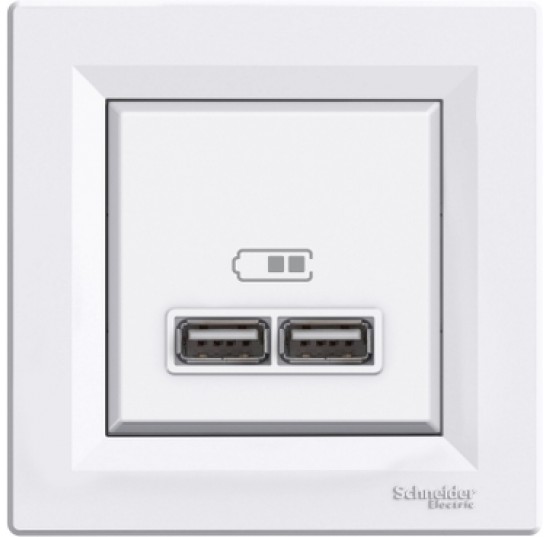 Розетка USB 2.0 port 5V DC max. 2.1 A біл.  ASFORA (2700221)