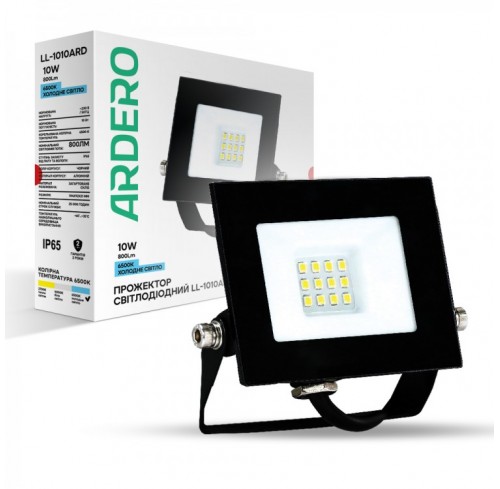 Прожектор світлодіодний LL-1010ARD 10W 6500K чорний IP65 (7837)