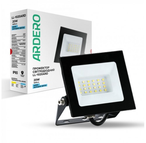 Прожектор світлодіодний LL-1020ARD 20W 6500K 230V чорний IP 65