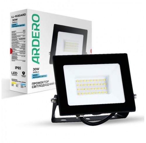 Прожектор світлодіодний LL-1030ARD 30W 6500K 230V чорний IP 65
