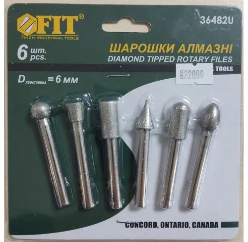 Шарошки посилена сталь алмазне напил. 6шт. (36482)