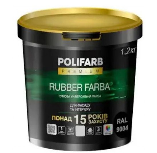 Фарба RUBBER чорний RAL9004 1.2кг Поліфарб