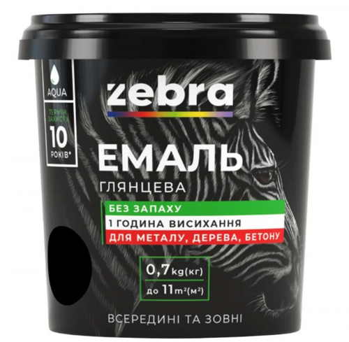 Емаль акрилова 0,7кг ЗЕБРА №90 чорний