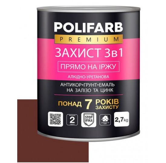 Емаль захист 3 в 1 червоно-коричнева 2,5 (Поліф)