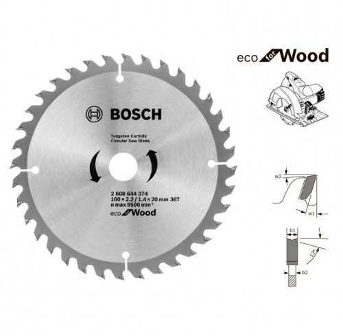 Пила дискова 160*20/16мм 36 Wood Eco Bosch 20156 (2608644374)