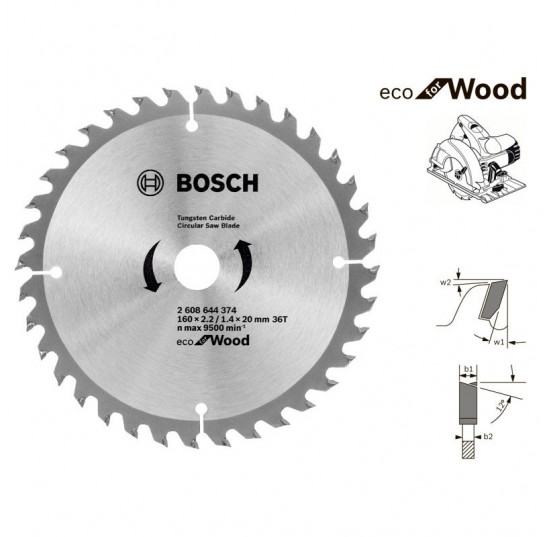 Пила дискова 160*20/16мм 36 Wood Eco Bosch 20156 (2608644374)