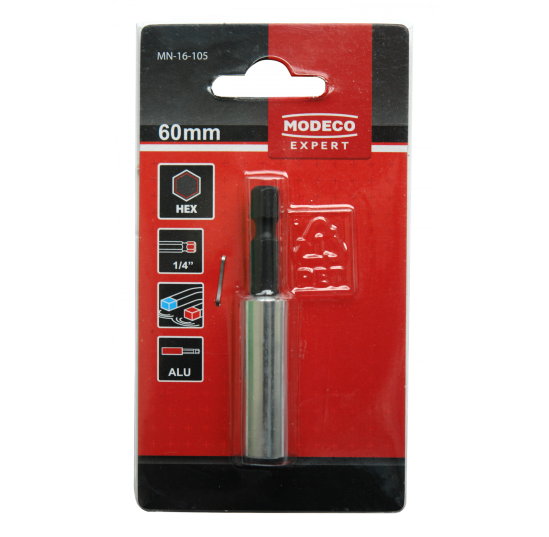 Тримач біт магн. 1/4" 60мм (алюм) Modeco (16-105)