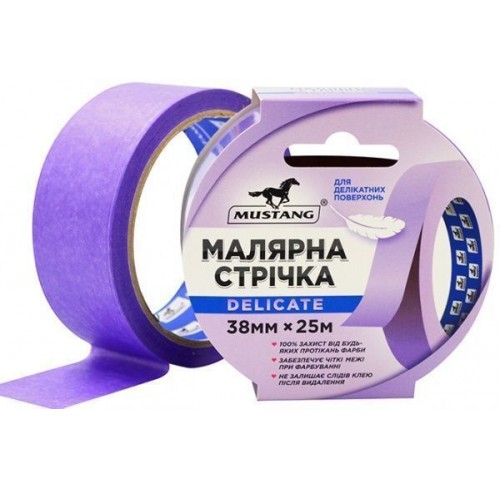 Стрічка малярна рисова 38mm*25m MUSTANG DELICATE LINE фіолетова (ITWP3825L)
