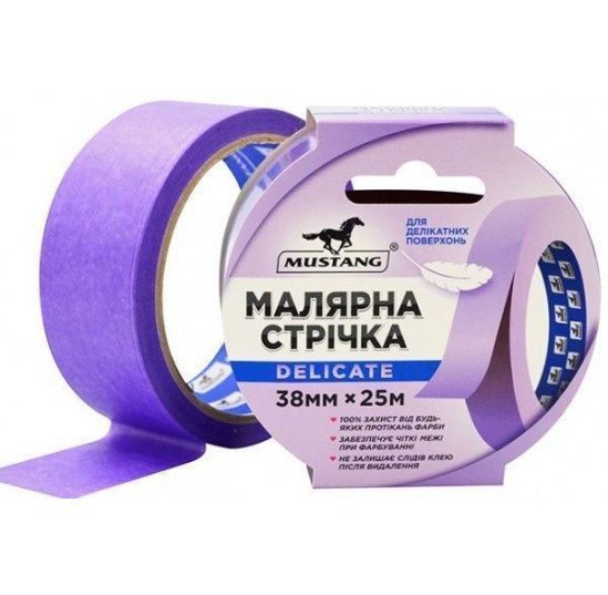 Стрічка малярна рисова 38mm*25m MUSTANG DELICATE LINE фіолетова (ITWP3825L)