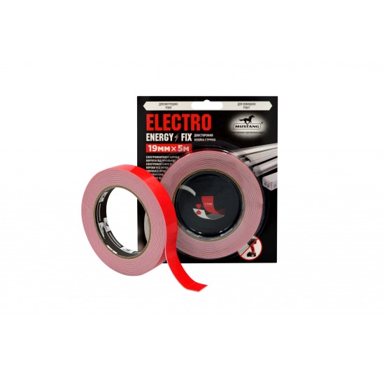Стрічка двостороння клейка ELECTRO ENERGY FIX 19мм*5м MUSTANG (EL195)