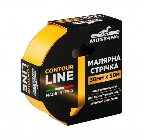 Стрічка малярна рисова 36mm*50m MUSTANG CONTOUR LINE жовта (ITWP3650G)