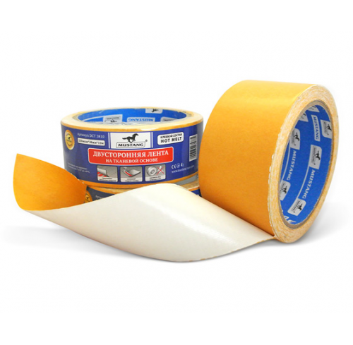 Стрічка двостороння на тканинній основі 38мм*10м MUSTANG