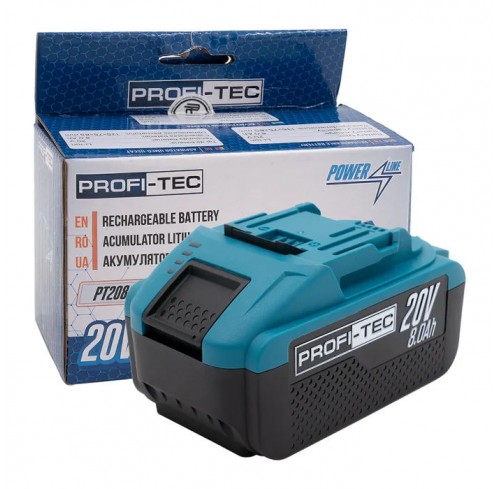 Акумулятор 8.0 Аг 20В PT2080EP з індикатором PROFI-TEC 005851