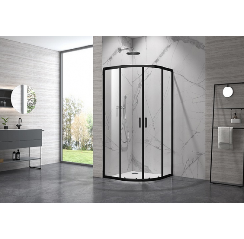 Душова кабіна напівкругла 90*90*190см ELBE BLACK (110-06565)