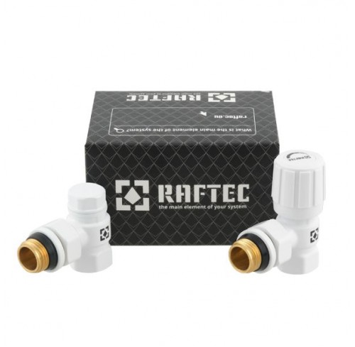 Комплект запірних Клапанів Кутовий БілийRAFTEC (DKU11-W)