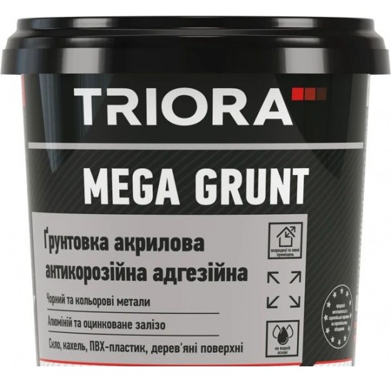 Грунтовка акрилова 0,9 кг антикорозійна адгезійна 17 Сірий MegaGrunt ТРІОРА