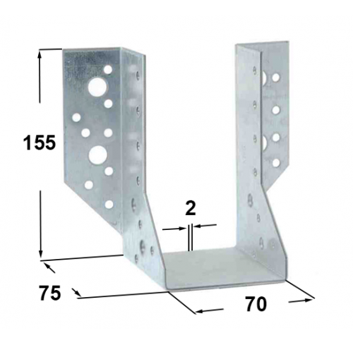 Кріплення балки 70*155*75*2,0 (Підвішувач балки) (611-17)