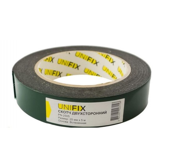 Стрічка клеюча двобічна 25мм*5м біла (2505)