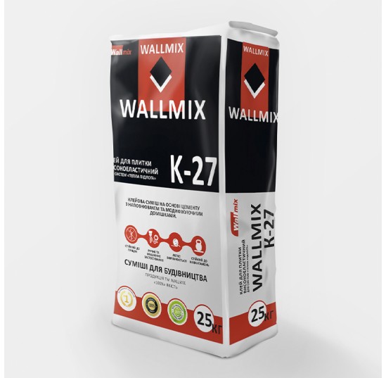  КЛЕЙ ДЛЯ ПЛИТКИ ВИСОКОЕЛАСТИЧНИЙ WALLMIX К-27