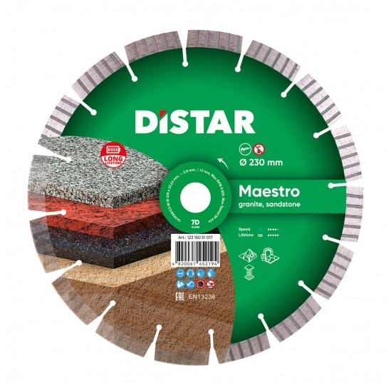 Круг алмазний відрізний 230*2,6/1,6*22,23-16-ARPS 38*2,6*10+2 R103 Maestro  Distar (10115535013)