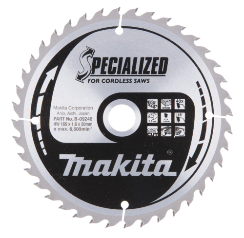 Пила дискова 165*20мм*40Т по дереву для акум. пил SPECIALIZED MAKITA (B-32954)
