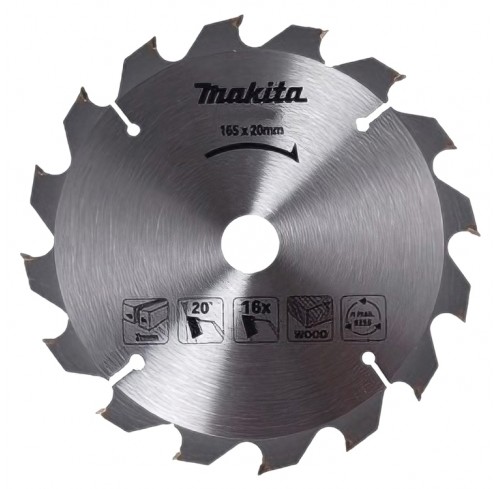 Пила дискова 165*20мм*16Т ТСТ по дереву MAKITA (D-52554)
