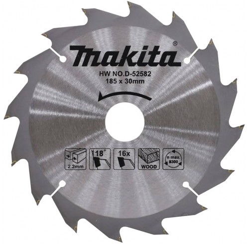 Пила дискова 185*30мм*16Т ТСТ по дереву MAKITA (D-52582)