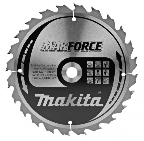 Пила дискова 190*15,88мм*24Т по дереву MForce MAKITA (B-08361)