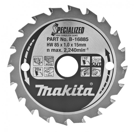 Пила дискова 085*15мм*20Т по дереву для акум. пил SPECIALIZED MAKITA (B-16885)