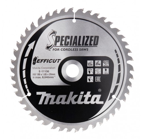 Пила дискова 190*20мм*45Т по дереву для акум. пил Efficut MAKITA (E-11156)
